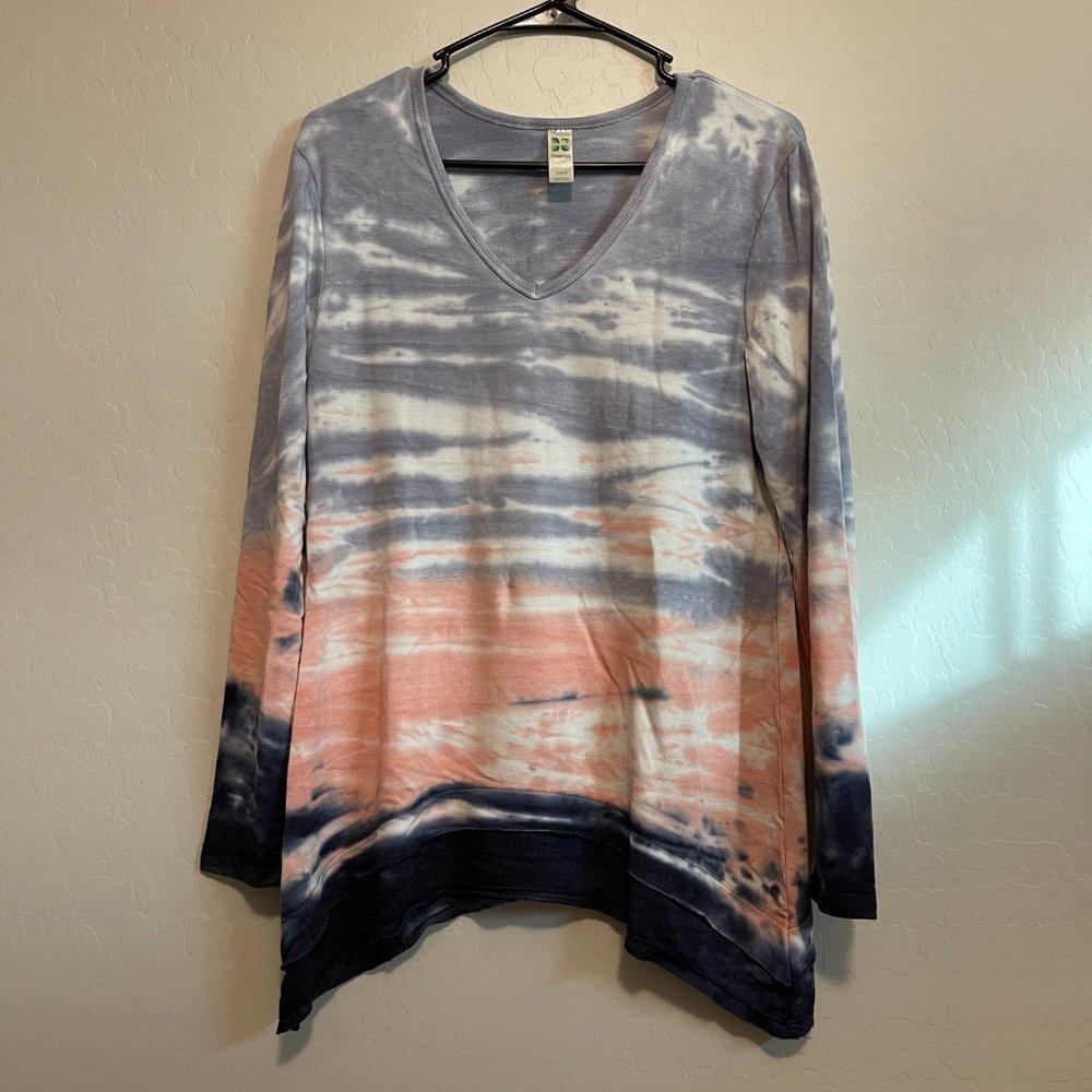GreenTea Long sleeve Tie Dye - Pink Blue - Small